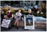 Washington, DC, Celeste Zappala and members of “Military Families Speak Out” quietly sat on one side of the square.