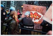 Washington, D.C., Confrontation between US Park Police and Occupy DC protestors as the dismantling of the camp in McPherson Square continues.