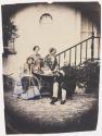 [Man with three women in garden]