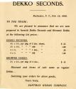 Kodak letter to the photographic trade regarding Dekko Seconds & Brownie Dekko