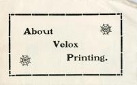 Pamphlet entitled "About Velox Printing"