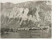 Bourg d'Oisans et la montagne de Prégentil, couches argilo-calcaires, contournées et plissées