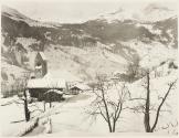 L'Église de Grindelwald et la Wengernalp, prises au mois de Février 1860