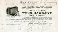 Blair Camera Company advertisement for the No. 3 Weno Hawk-Eye Camera