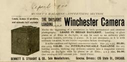 Bennett D. Straight & Co. advertisement for the Daylight Loading Winchester Camera