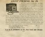 E. & H. T. Anthony & Co. advertisement for the Ascot Folding No. 29 Camera