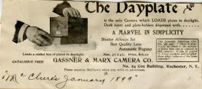 Gassner & Marx Camera Co. advertisement for the Dayplate Camera