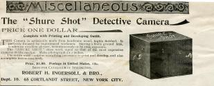 Robert H. Ingersoll & Bro. advertisement for the Shure Shot Detective Camera