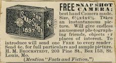 H. M. Brockstedt advertisement for the Snap Shot Camera