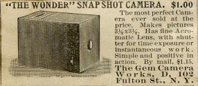 Gem Camera Works advertisement for the Wonder Snapshot Camera