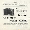 Kodak advertisement for the No. 4 Bulls-Eye Camera