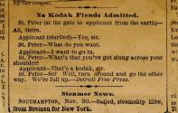 Joke from newspaper about Kodak Fiends at St. Peter's Gate