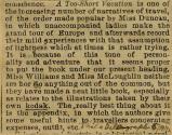 Newspaper article regarding travel book entitled "A Too-Short Vacation" featuring Kodak photographs by Lucy Langdon Williams and Emma V. McLoughlin