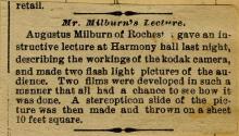 Newspaper article regarding photographic lecture given by Gus Milburn