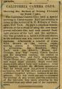Newspaper article regarding film demonstration given by Gus Milburn to the California Camera Club