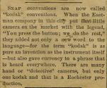 Newspaper article regarding the term "Kodak" and the phrase "You press the button, we do the rest"