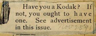 Magazine clipping praising the Kodak Camera