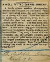 Magazine article regarding free dark room at Knowlton's in Troy, New York
