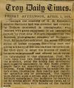 Newspaper article regarding lecture given by Gus Milburn