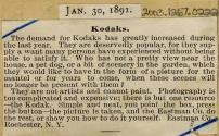 Magazine article regarding the demand for Kodak cameras
