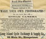 Long Island Cycle Exchange & Supply Co. advertisement for Kodak Cameras