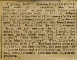 Newspaper article regarding tourist & Kodak photography