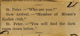 Joke from newspaper regarding St. Peter & Hiram's Kodak Club