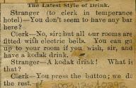 Joke from newspaper referring to Kodak's "You press the button, we do the rest" slogan