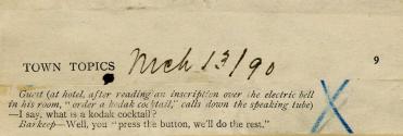 Joke from magazine referring to Kodak's "You press the button, we do the rest" slogan