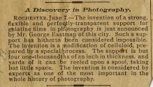 Newspaper article discussing roll film