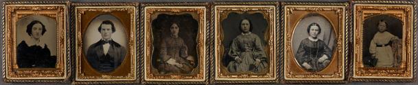 [Family portraits: four women, one man, one child]