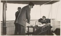 George Eastman & Mary Mulligan on deck of yacht, Labrador Trip