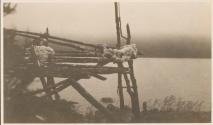 Wooden platform near riverbank, Labrador Trip