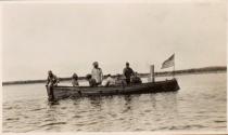 Camping companions in steam launch, Labrador Trip