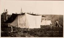 Woman at campsite, Labrador Trip