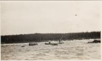Poling a canoe in shallow water, Labrador Trip