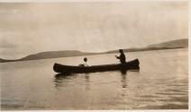 Man & woman in canoe, Labrador Trip