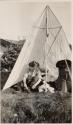 Man in tent, Labrador Trip