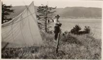 George Eastman beside tent, Labrador Trip