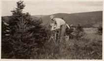 Charles Newhall at campsite, Labrador Trip