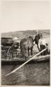 Men with horse & carriage in canoe, Labrador Trip