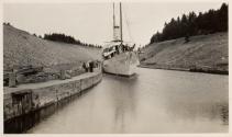 View of yacht in canal, Labrador Trip