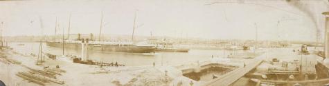 [Panoramic city port view]