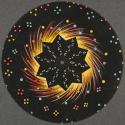 [Fireball against black backround with colored circles]