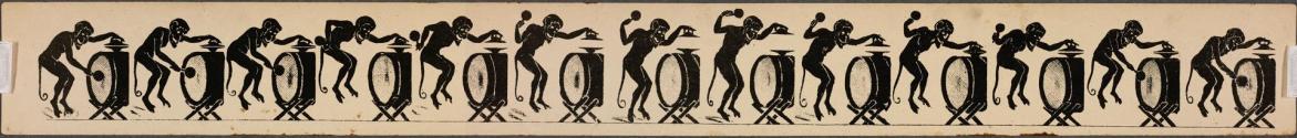 [Monkey playing drums and jumping]