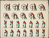 [Man turning wheel; man using unidentifired tool]