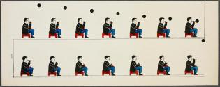 [Figure blowing bubbles]