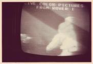 [TV showing Apollo 16 broadcast]