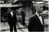 Black Muslim Security Guards Standing Watch for John Singleton During  the L. A. Riots, South Central Los Angeles, California