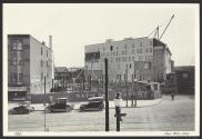 Eastman Theatre construction site with Eastman School of Music behind it